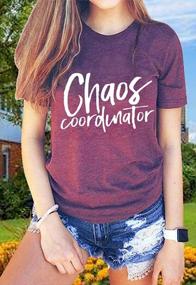 img 3 attached to Chaos Coordinator T-Shirt: Funny Letter Print, Casual Loose Fit V-Neck Blouse for Women