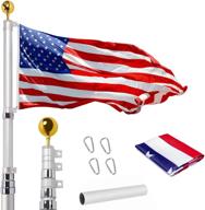 raise your flag to new heights with wevalor's 16ft heavy-duty aluminum telescopic flag pole kit with american flag and golden ball top logo