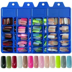 img 4 attached to 480Pc Colored Full Cover Fake Nails - 10 Sizes For Manicure Design | LoveOurHome Artificial Fingernails Decor Acrylic Tips