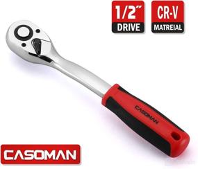 img 3 attached to 🔧 CASOMAN 1/2-Inch Drive CR-V Curved Quick Release 72-Tooth Ratchet Wrench Socket Handle Gear Spanner Tool