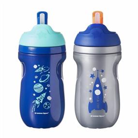 img 4 attached to Tommee Tippee Insulated Straw Sippy Cup Tumbler 12+ Months, Blue & Silver – 2 Pack For Toddlers