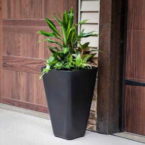 img 1 attached to Stylish And Maintenance-Free: Step2 Bridgeview Tall Square Planter Box In Onyx Black For Indoor/Outdoor Use - Perfect For Patios And Front Porches