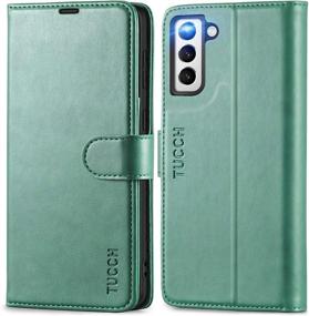 img 4 attached to Myrtle Green TUCCH Wallet Case For Galaxy S21+ 5G - Shockproof TPU Interior, RFID Blocking, Card Slot Folio, Kickstand, Magnetic PU Leather Flip Cover - Compatible With 6.7 Inch Galaxy S21+ Plus