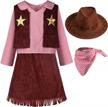 western cowgirl costume for girls: fun holiday party princess dress up outfit for kids - relibeauty brown logo