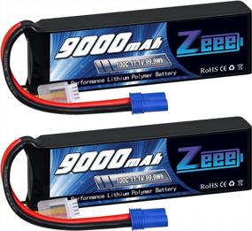 img 4 attached to High-Performance RC Car Battery Pack - 2 Pack Of Zeee 3S 9000MAh Lipo Batteries With 11.1V, 100C, EC5 Connector And Metal Plates In Soft Case For Trucks, Tanks, Racing, And Hobby Models