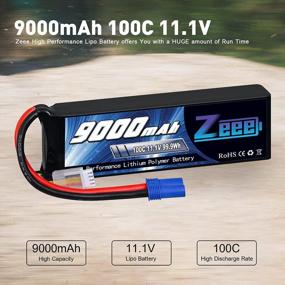 img 3 attached to High-Performance RC Car Battery Pack - 2 Pack Of Zeee 3S 9000MAh Lipo Batteries With 11.1V, 100C, EC5 Connector And Metal Plates In Soft Case For Trucks, Tanks, Racing, And Hobby Models
