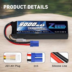 img 2 attached to High-Performance RC Car Battery Pack - 2 Pack Of Zeee 3S 9000MAh Lipo Batteries With 11.1V, 100C, EC5 Connector And Metal Plates In Soft Case For Trucks, Tanks, Racing, And Hobby Models