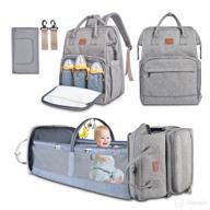 gray fiboo baby diaper bag backpack - waterproof multifunctional travel baby bag backpack with changing station, bassinet pad - perfect baby shower gift, ideal for newborns - explore baby registry options logo