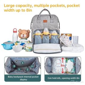 img 3 attached to Gray Fiboo Baby Diaper Bag Backpack - Waterproof Multifunctional Travel Baby Bag Backpack with Changing Station, Bassinet Pad - Perfect Baby Shower Gift, Ideal for Newborns - Explore Baby Registry Options
