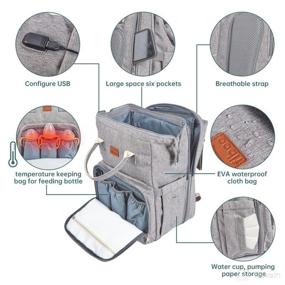 img 2 attached to Gray Fiboo Baby Diaper Bag Backpack - Waterproof Multifunctional Travel Baby Bag Backpack with Changing Station, Bassinet Pad - Perfect Baby Shower Gift, Ideal for Newborns - Explore Baby Registry Options