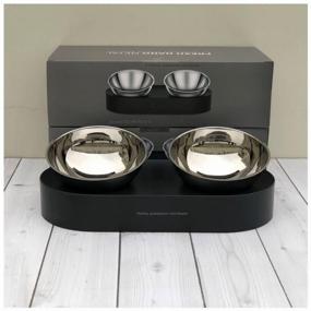 img 3 attached to Petkit 15 Adjustable Double Bowl Set Metal Version 480 ml silver/black
