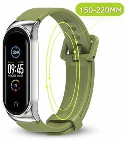 img 1 attached to Xiaomi Mi Band 5 / Band 6 silicone strap with metal attachment (olive/silver)
