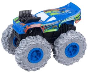 img 3 attached to Hot Wheels Car Monster Truck Twisted Tredz GVK37 1:43, Roger Dodger/Blue