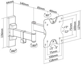 img 1 attached to UltraMounts UM 861 black wall bracket