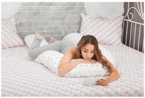 img 2 attached to 🌙 U-Shaped Holofiber Body Pillow for Pregnant Women: White with Gray Stars + Comfy Cotton Pillowcase