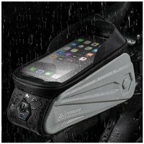 img 1 attached to West Biking Bike Waterproof Frame Mount Phone Bag with 7" Touch Screen Access, Gray