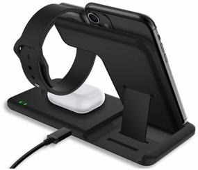 img 4 attached to 🔌 Wireless Docking Station 4 in 1: Fast QI 15W Charging for Four Devices (Black)
