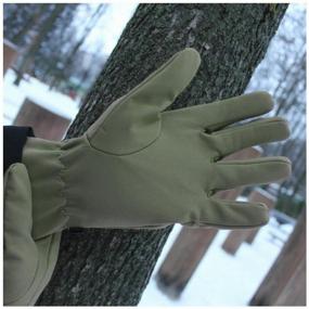 img 2 attached to Gloves for men SoftShell with fleece lining, Colour: Olive , Size: XL