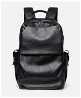 business backpack vintage bags with usb (black) leather men's women's travel backpack for a laptop sports urban made of eco-leather logo