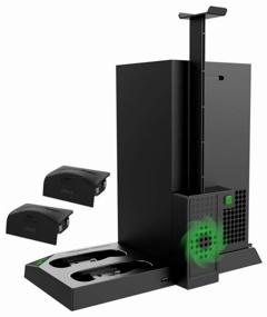 img 3 attached to Stand for vertical installation of the console cooling charging station for 2 gamepads disc holder 2 batteries 1600 mAh iPega (PG-XBX013) (Xbox Series X) for Microsoft Xbox Series X/S