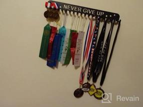 img 8 attached to Premium Medal Display Hanger Never Give Up With 20 Hooks,Medal Hanger Display For Wall With 16InchL,Race Medal Display Upgraded Medal Holder Display With Simple Design For Gymanstics,Race,Soccer,Swim