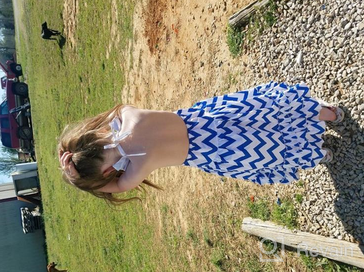 img 1 attached to Stylish Girls' Backless Stripe Sundress Dress: Trendy Clothing for Girls review by Heather Brown