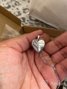 img 5 attached to 🕊️ Customized Memorial Angel Wing Locket Necklace - 925 Sterling Silver Guardian Heart Shaped Locket Necklace for Women and Girls: Hold Pictures and Memories with this Special Memory Jewelry Gift