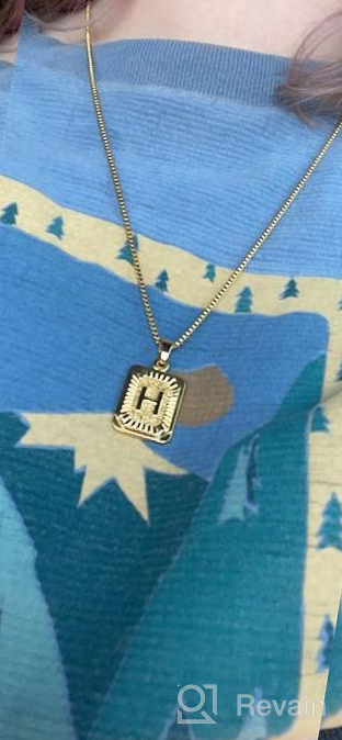 img 1 attached to Women'S Rectangle Initial Necklace: 18K Gold Plated Monogram Pendant With Alphabet Letters, Stainless Steel Box Chain - Ideal For Girls And Women review by Mario Haan