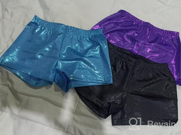 img 1 attached to 👧 Metallic Spandex Gymnastic Shorts Set for Girls - SATINIOR 3-Piece Dance Shorts for 6-9 Year Olds review by Micheal Looney