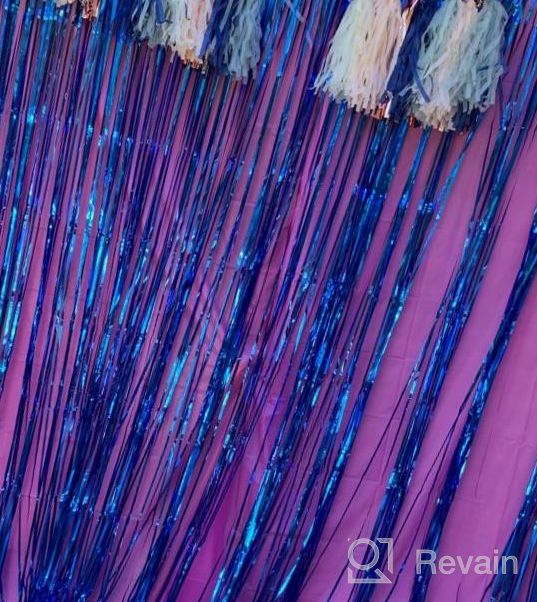img 1 attached to Pack Of Two 3Ft X 8Ft Royal Blue Metallic Tinsel Foil Fringe Backdrops - Ideal For Birthday, Bachelorette, Wedding, Graduation, Christmas, Prom And Holiday Photo Booth Props And Party Decorations review by Steven Hanson