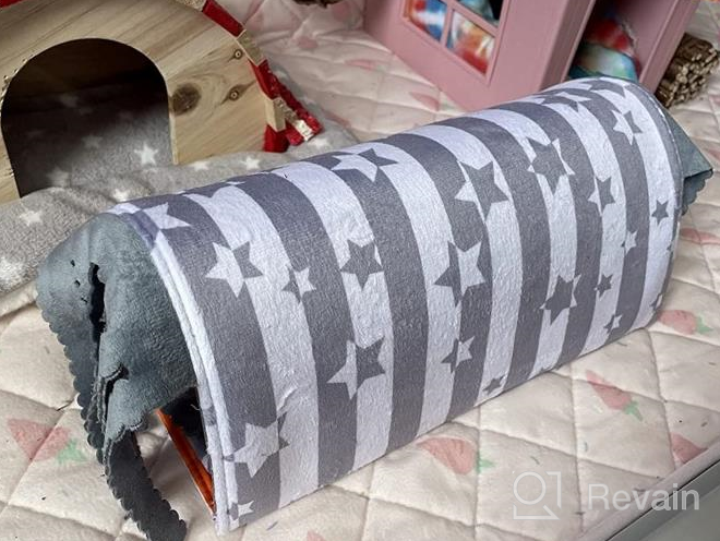 img 1 attached to 3-Way Collapsible Guinea Pig Tunnel With Fleece Forest Curtain - Homeya Hideout For Small Animals - Perfect Pet Toy And Cage Accessory For Rabbits, Ferrets, Rats, And Hedgehogs - Size L review by Alfonso Wilson