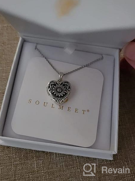 img 1 attached to Personalized Sterling Silver/Gold Locket Necklace - Keep Someone Near To You With SOULMEET Sunflower Heart Shaped Photo Jewelry review by Ricardo Stewart