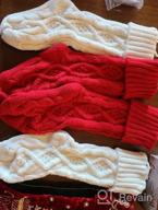 img 1 attached to LIBWYS Knit Christmas Stockings With Name Tags, 4 Pack 18" Large Cable Xmas Stockings Classic Burgundy Red Ivory White Chunky Hand Stockings review by Steve Collins