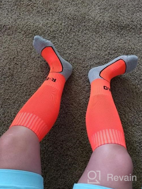 img 1 attached to Pack Of 5 Kid'S Soccer Socks With Knee High Tube Design And Towel Bottom - Ideal For Football With Pressure Fit For Little And Big Kids (Ages 4-13) review by Sam Thorpe