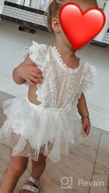 img 1 attached to 🦋 Kayotuas Newborn Baby Girls Butterfly Sleeve Romper Dress, Ruffle Lace Bodysuit Tutu Jumpsuit for Princess Outfit review by Anthony Mcgarry