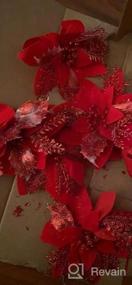 img 5 attached to Glitter Poinsettia Artificial Christmas Flowers In Blue - Perfect For Holiday Decor, Xmas Wedding, Or Wreath Display - Faux Silk Flowers For Tree Decorations & More!