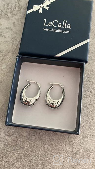 img 1 attached to 925 Sterling Silver Antique Oxidized Italian Filigree Hoop Earrings For Women - LeCalla review by Jenna Davis