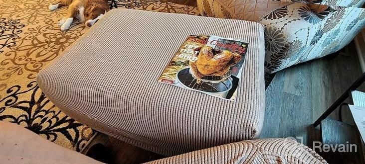 img 1 attached to Transform Your Sofa: High-Quality Ottoman And Seat Cushion Slipcover - Fits L-Shaped And Chaise Part Covers - Stretchy And Soft - Black - 56"-75" Length review by Diane Jenkins