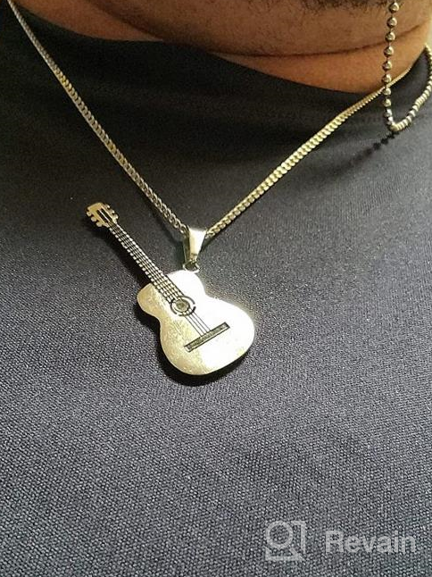 img 1 attached to 🎸 24-Inch Box Chain Punk Rock Titanium Steel Guitar Pendant Necklace by Xusamss - Music Style review by Michael Weaver