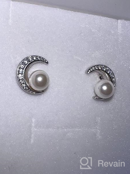 img 1 attached to 🌙 Zoeniya Moon Cat Bunny Dandelion Earrings - Sterling Silver Studs with 5-6mm Pearl, Jewelry Gifts for Women, Birthday, Teen Girls, Mother review by Nicholas Peters