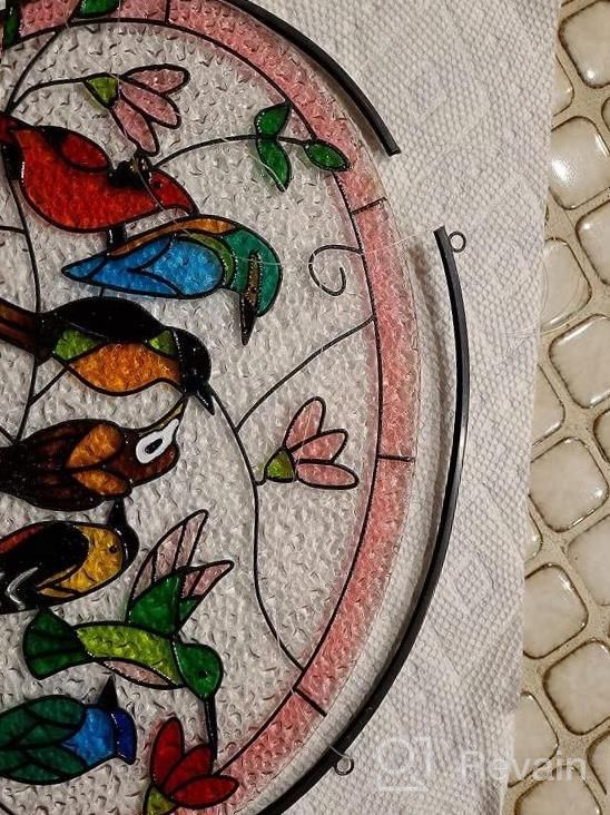 img 1 attached to Hand-Painted Double-Sided Stained Glass Ornament - Cardinal And Hummingbird Suncatcher For Window Hanging - 9.5'' X 6.7'' - Perfect Gift For Bird Lovers, Moms, Grandmas, Wives, Sisters, And Teachers review by Crystal Long