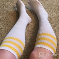 img 1 attached to Soft Cotton Over-The-Calf Retro Tube Socks With Triple Stripes By Pareberry review by David Stover