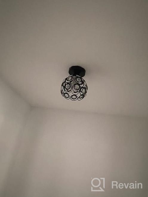 img 1 attached to TISLYCO Semi Flush Mount Ceiling Light Fixture Mini Chandelier, Antique Black Metal Crystal Chandelier Lamp, Indoor Lighting For Bathroom Fixture Foyer Ceiling Fixture Bathroom Chandelier review by John Beltran