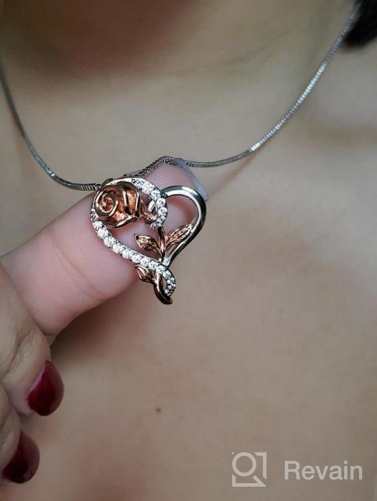 img 1 attached to Surprise Her With A Stunning 2-Tone Rose Pendant Necklace - The Perfect Valentine'S Day Gift! review by Lisa Price