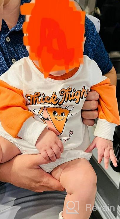 img 1 attached to 🎃 Pumpkin Sweatshirt Romper: Oversized Long Sleeve Onesie for Baby Halloween Outfit - Girl/Boy | Fall Baby Clothes review by Damon Blazis