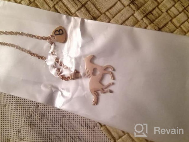 img 1 attached to Stainless Steel Initial Heart Charm Horse Necklace for Women and Girls - Perfect Gift for Horse Lovers! review by Michael Tarlue