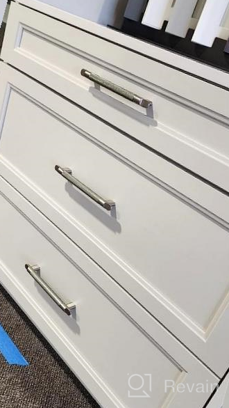 img 1 attached to Upgrade Your Cabinets With TRUSTMI Diamond Pattern Cabinet Pulls - Pack Of 5, 3-3/4 Inch Hole Center, Grey And Brushed Nickel For Bathroom And Kitchen Cupboards review by Kenyatta Mack