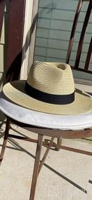 img 8 attached to Женская соломенная шляпа-панама от солнца с широкими полями Fedora UPF50+, летняя пляжная кепка