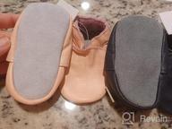 img 1 attached to SAYOYO Soft Sole Baby Shoes | Dark Grey Leather Infant Prewalkers for Baby Toddlers review by John Boyce