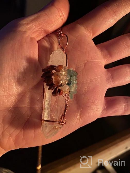 img 1 attached to Copper Wire Wrapped Natural Quartz Necklace Reiki Healing Crystal Point Chakra Pendant Jewelry Gift For Women - Bivei Tree Of Life review by Jennifer Lawson